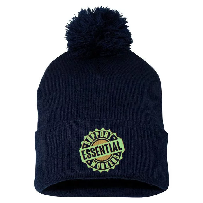 Support Essential Workers Pom Pom 12in Knit Beanie