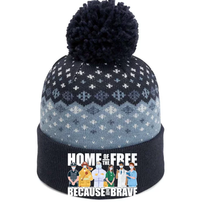 Support Frontline Workers Home Of The Free The Baniff Cuffed Pom Beanie