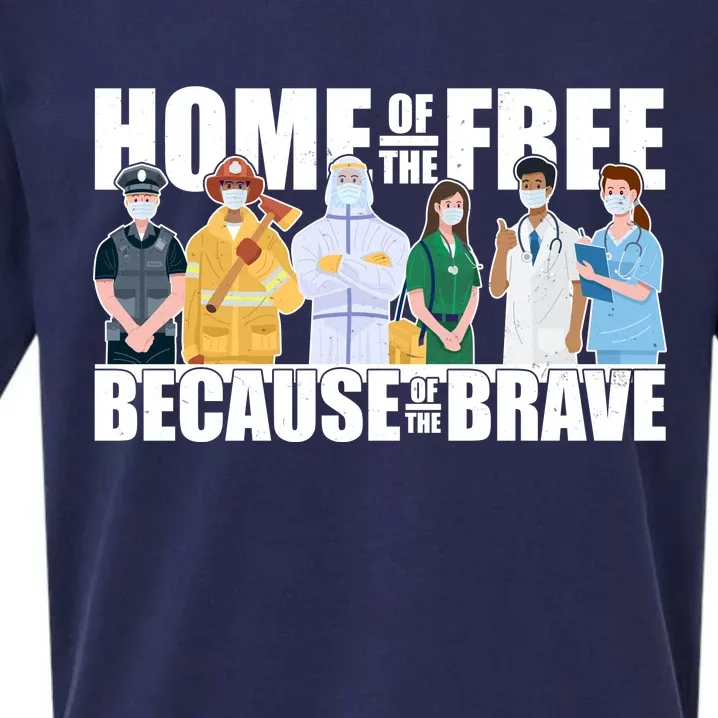 Support Frontline Workers Home Of The Free Sueded Cloud Jersey T-Shirt