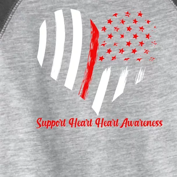 Support Heart Health Awareness - American US Flag Toddler Fine Jersey T-Shirt