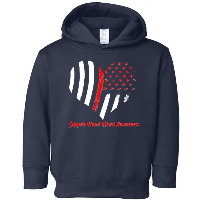 Support Heart Health Awareness - American US Flag Toddler Hoodie