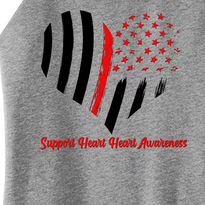 Support Heart Health Awareness - American US Flag Women’s Perfect Tri Rocker Tank