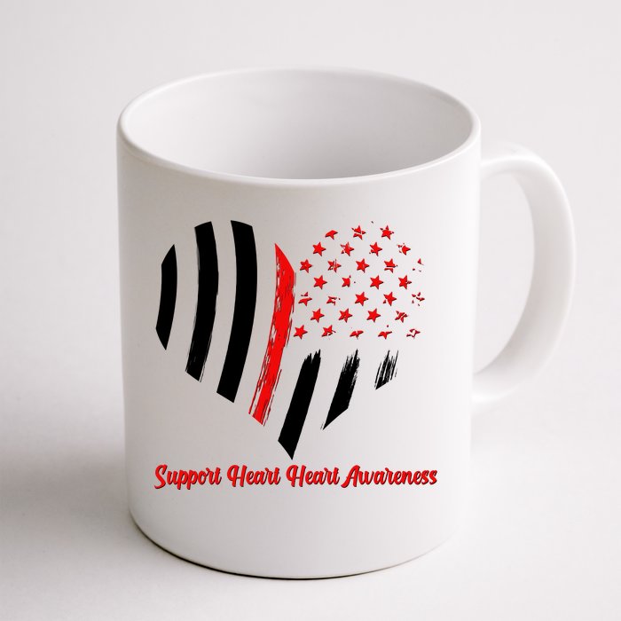 Support Heart Health Awareness - American US Flag Front & Back Coffee Mug