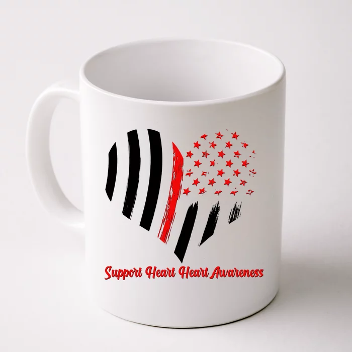 Support Heart Health Awareness - American US Flag Front & Back Coffee Mug