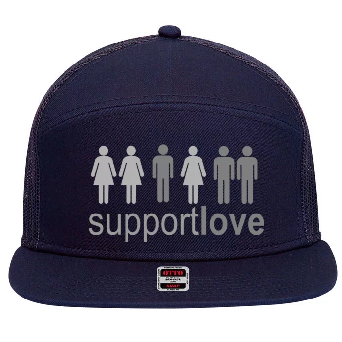 Support Love Equal Rights 7 Panel Mesh Trucker Snapback Hat