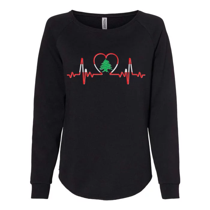 Support Love Lebanon Heartbeat Womens California Wash Sweatshirt