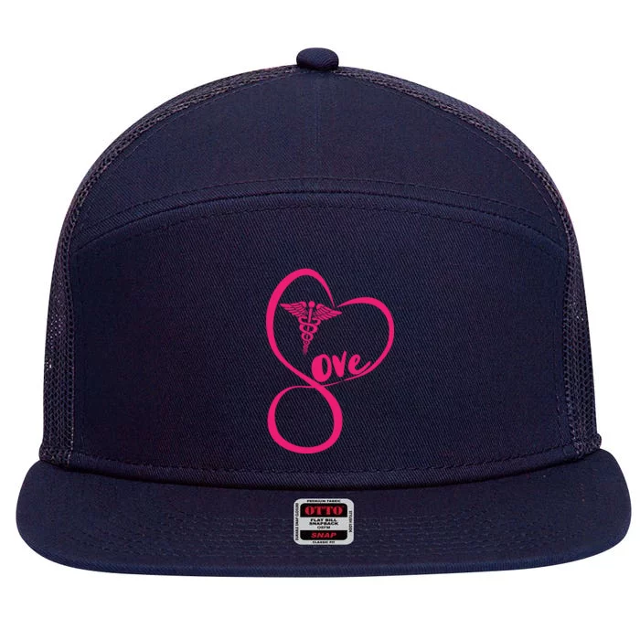 Support Love Nurses 7 Panel Mesh Trucker Snapback Hat