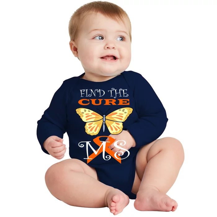 Support MS Help Find The Cure Ribbon Multiple Sclerosis Baby Long Sleeve Bodysuit