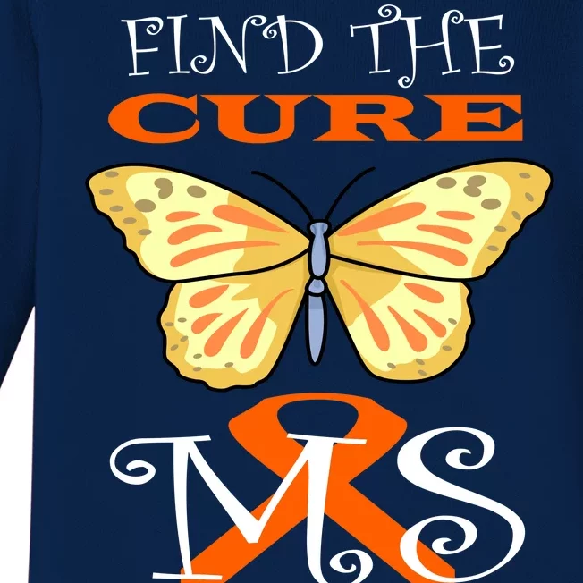 Support MS Help Find The Cure Ribbon Multiple Sclerosis Baby Long Sleeve Bodysuit