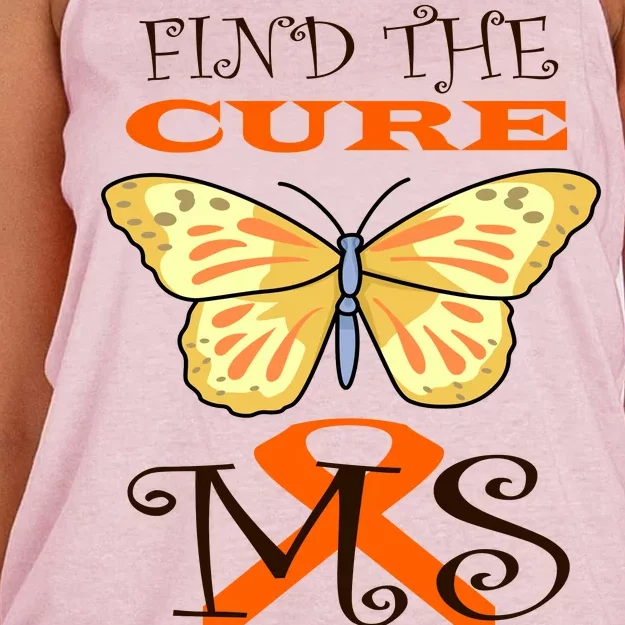 Support MS Help Find The Cure Ribbon Multiple Sclerosis Women's Knotted Racerback Tank