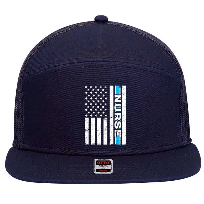 Support Nurses Front Line Flag 7 Panel Mesh Trucker Snapback Hat