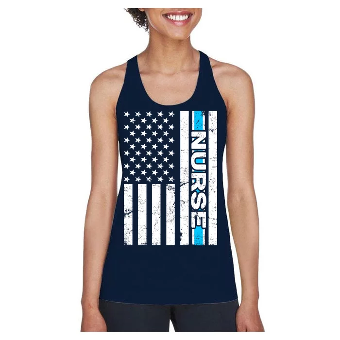 Support Nurses Front Line Flag Women's Racerback Tank