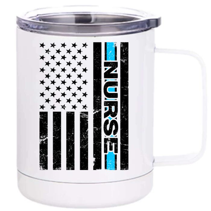 Support Nurses Front Line Flag Front & Back 12oz Stainless Steel Tumbler Cup