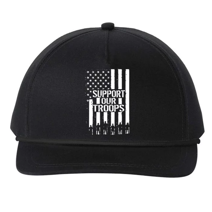 Support Our Troops Distressed American Flag Snapback Five-Panel Rope Hat