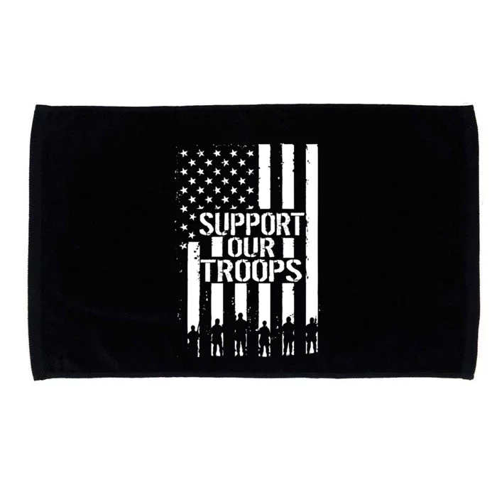 Support Our Troops Distressed American Flag Microfiber Hand Towel