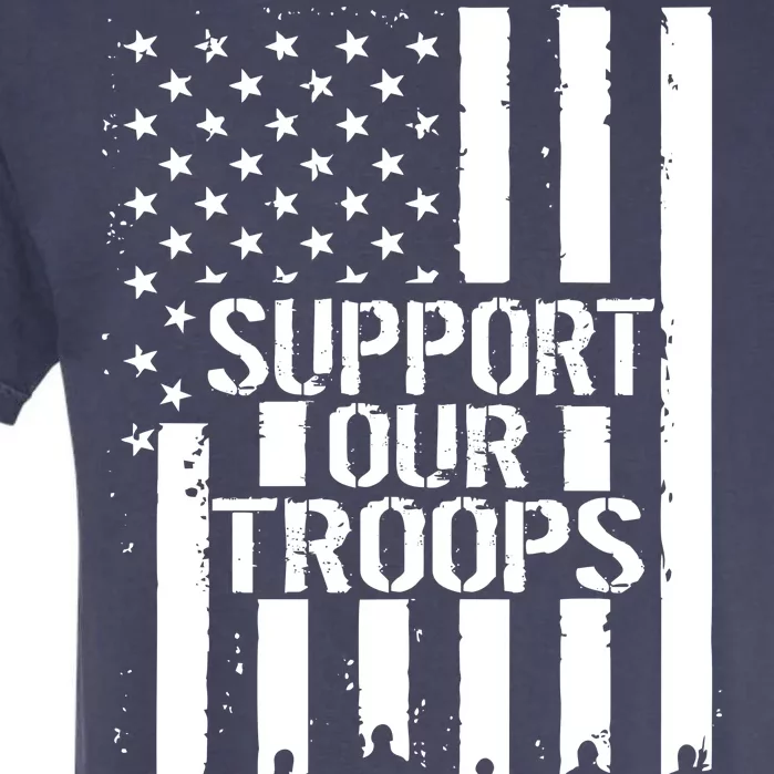 Support Our Troops Distressed American Flag Garment-Dyed Heavyweight T-Shirt