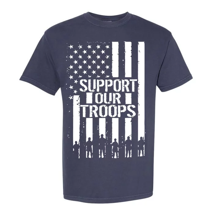 Support Our Troops Distressed American Flag Garment-Dyed Heavyweight T-Shirt