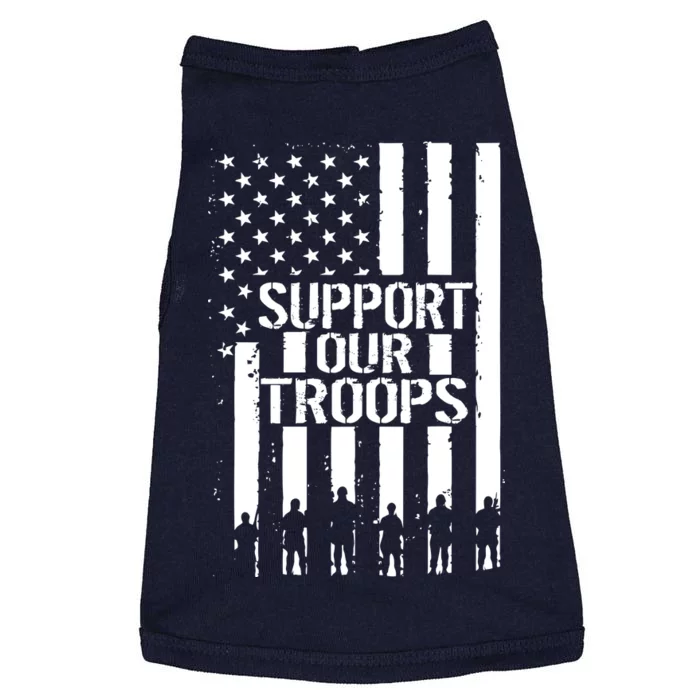 Support Our Troops Distressed American Flag Doggie Tank