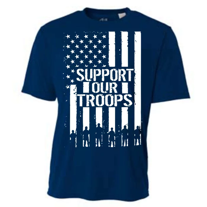 Support Our Troops Distressed American Flag Cooling Performance Crew T-Shirt