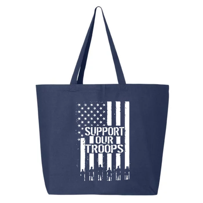 Support Our Troops Distressed American Flag 25L Jumbo Tote