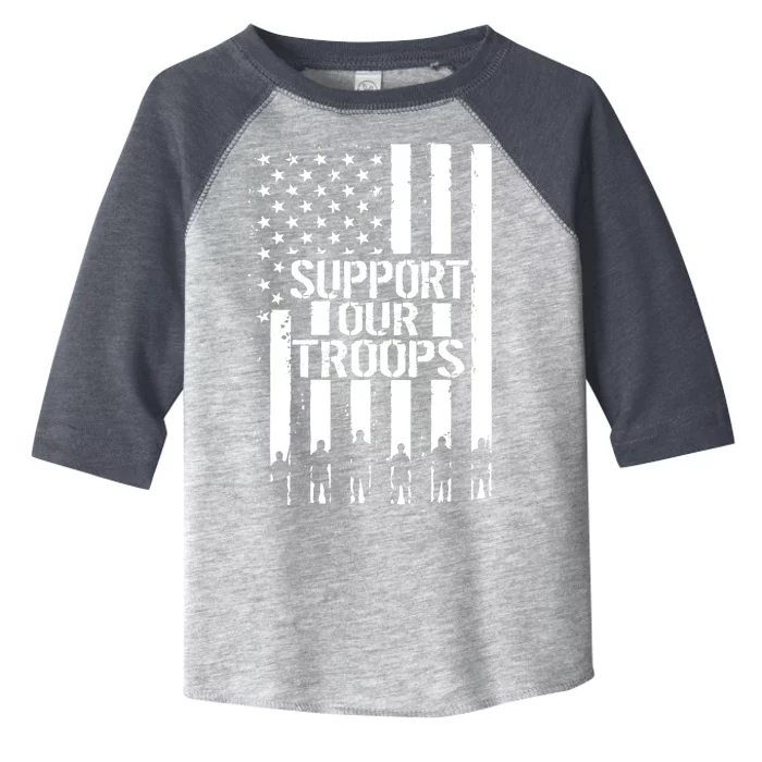 Support Our Troops Distressed American Flag Toddler Fine Jersey T-Shirt