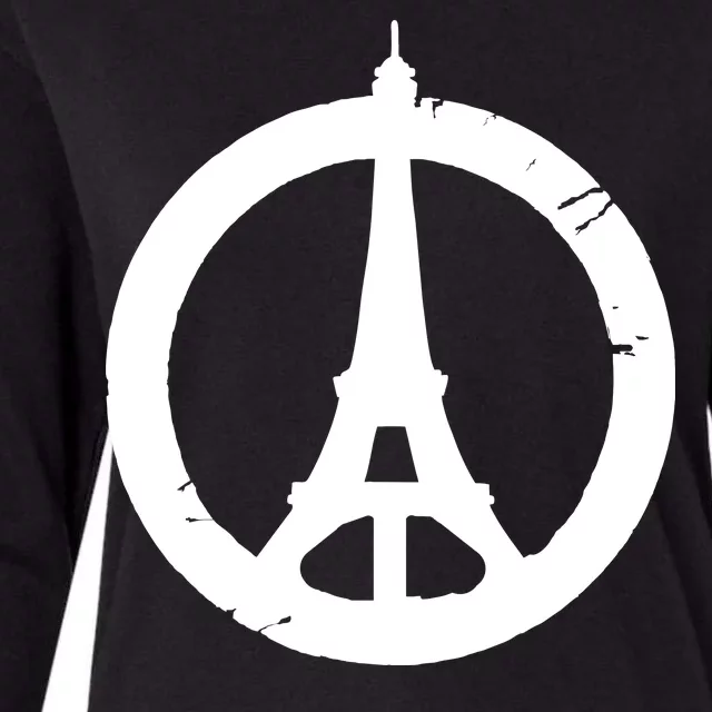 Support Paris Peace Sign Eiffel Tower Womens Cotton Relaxed Long Sleeve T-Shirt