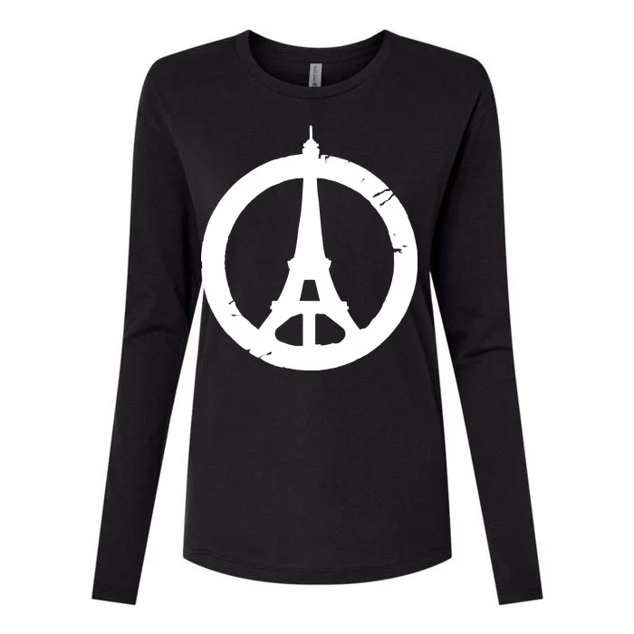 Support Paris Peace Sign Eiffel Tower Womens Cotton Relaxed Long Sleeve T-Shirt