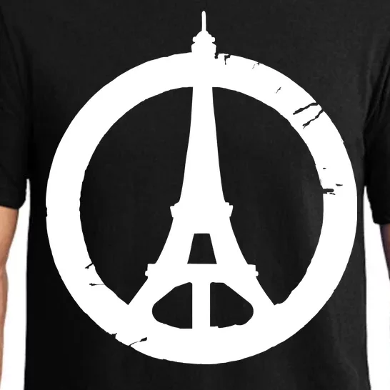 Support Paris Peace Sign Eiffel Tower Pajama Set