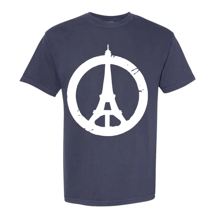 Support Paris Peace Sign Eiffel Tower Garment-Dyed Heavyweight T-Shirt