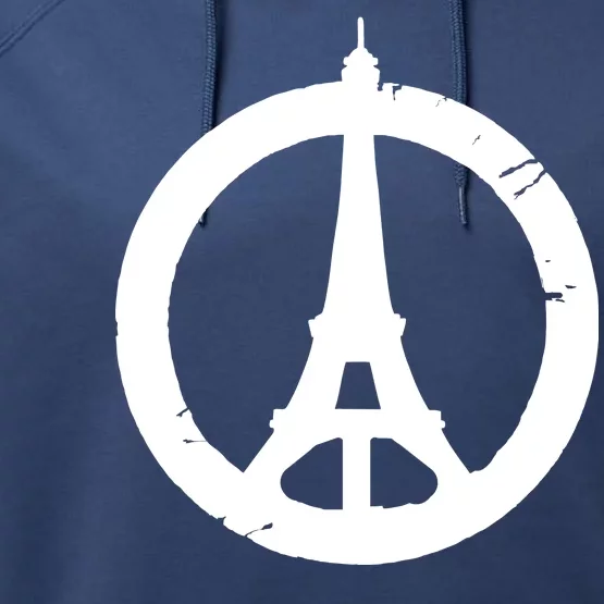 Support Paris Peace Sign Eiffel Tower Performance Fleece Hoodie