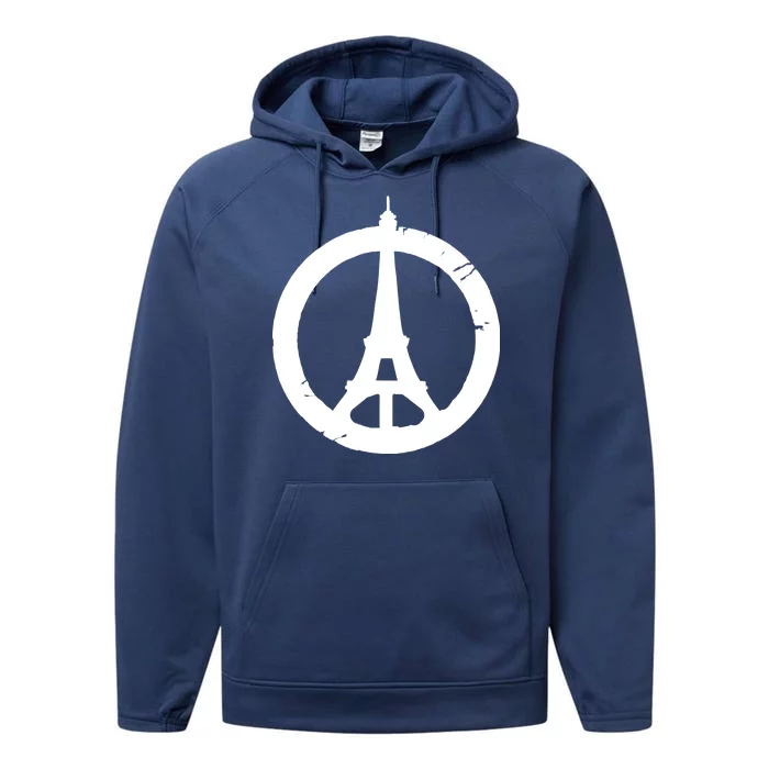 Support Paris Peace Sign Eiffel Tower Performance Fleece Hoodie