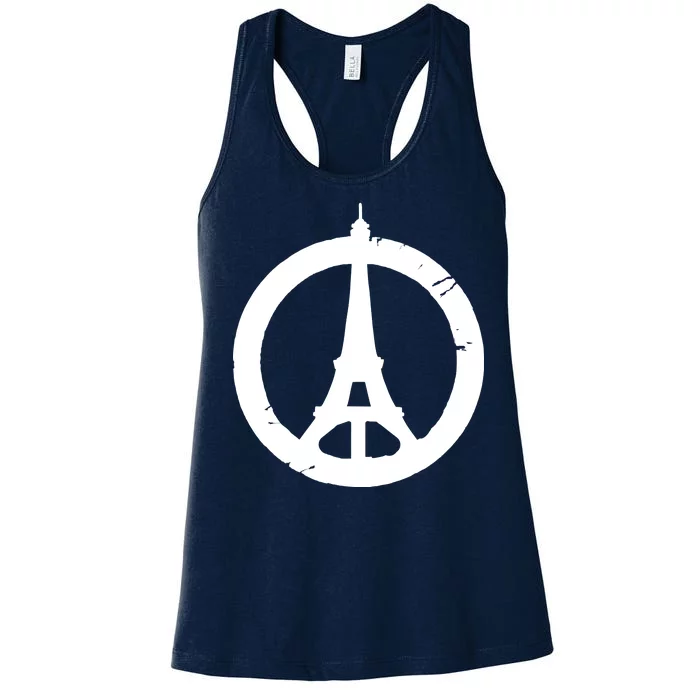 Support Paris Peace Sign Eiffel Tower Women's Racerback Tank