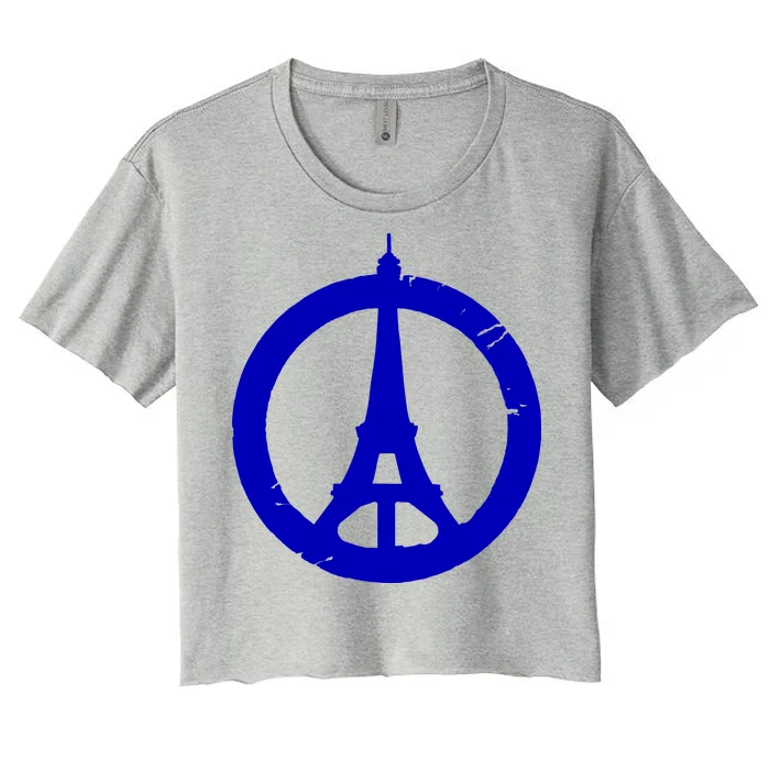 Support Paris Peace Sign Eiffel Tower Women's Crop Top Tee