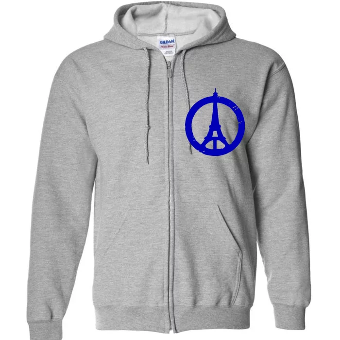 Support Paris Peace Sign Eiffel Tower Full Zip Hoodie