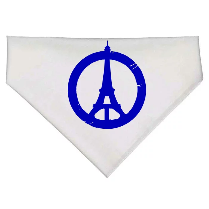 Support Paris Peace Sign Eiffel Tower USA-Made Doggie Bandana