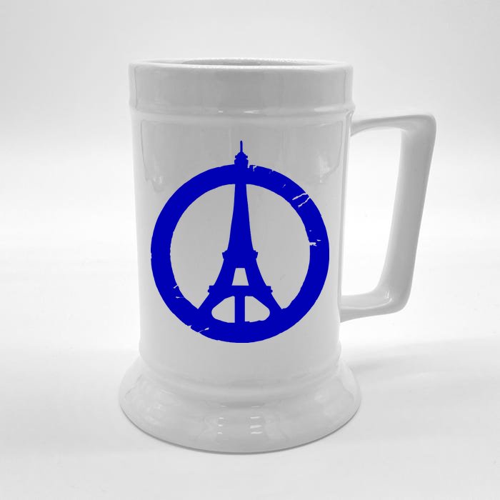 Support Paris Peace Sign Eiffel Tower Front & Back Beer Stein