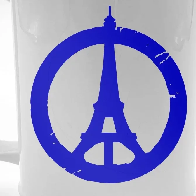 Support Paris Peace Sign Eiffel Tower Front & Back Beer Stein