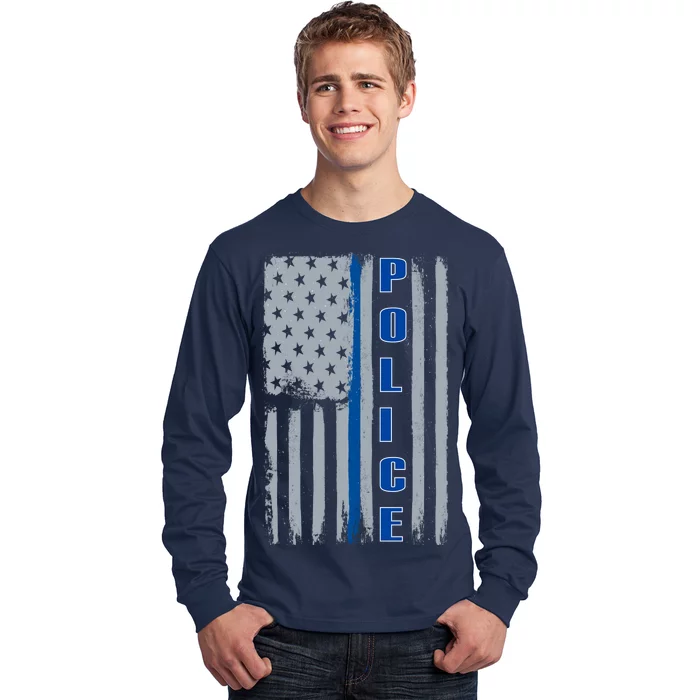 Support Police Blue Flag Long Sleeve Shirt