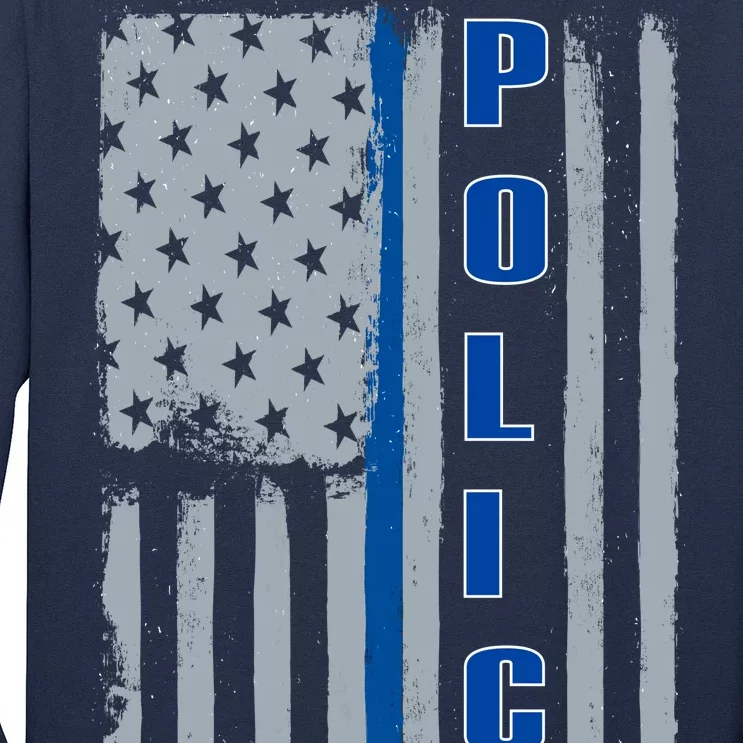 Support Police Blue Flag Long Sleeve Shirt