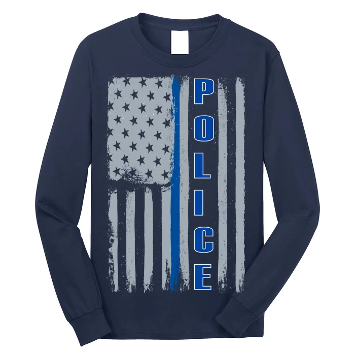 Support Police Blue Flag Long Sleeve Shirt