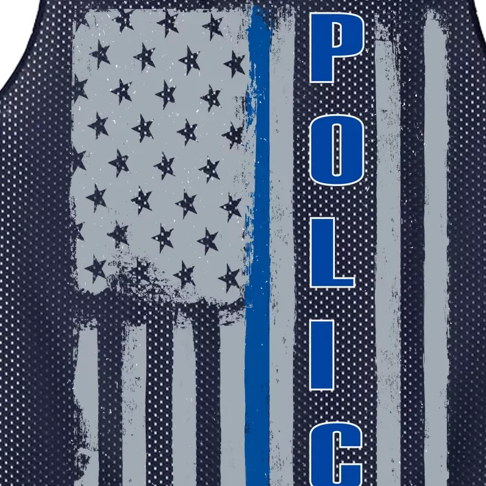 Support Police Blue Flag Mesh Reversible Basketball Jersey Tank