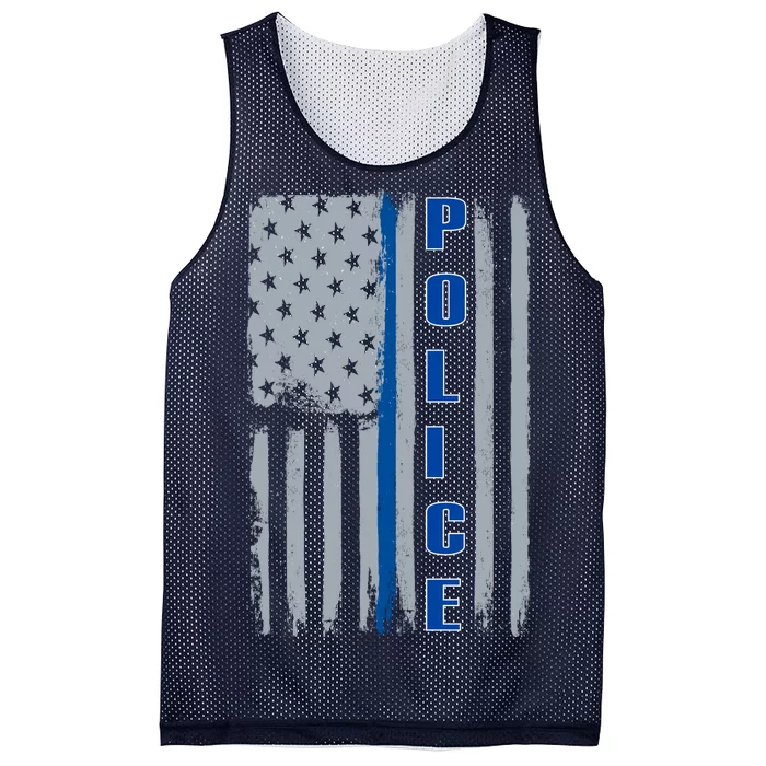 Support Police Blue Flag Mesh Reversible Basketball Jersey Tank