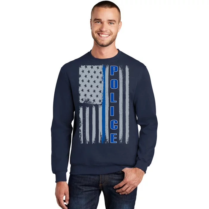 Support Police Blue Flag Tall Sweatshirt