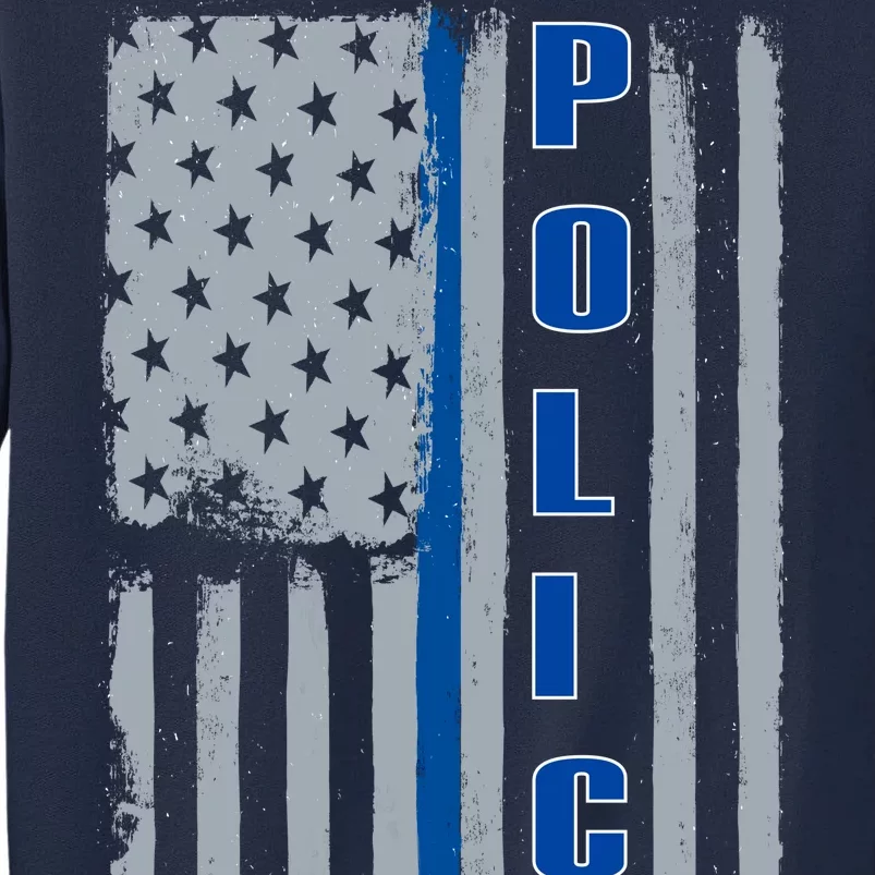 Support Police Blue Flag Tall Sweatshirt