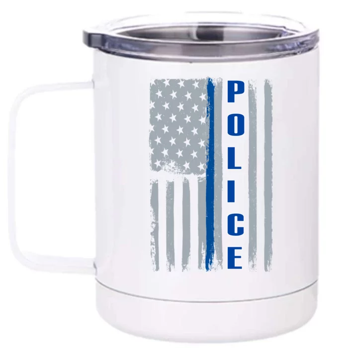 Support Police Blue Flag Front & Back 12oz Stainless Steel Tumbler Cup