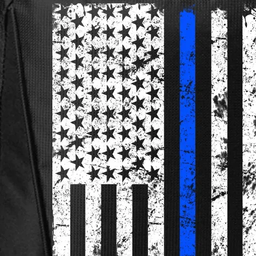 Support Police Blue Thin Line American Flag City Backpack