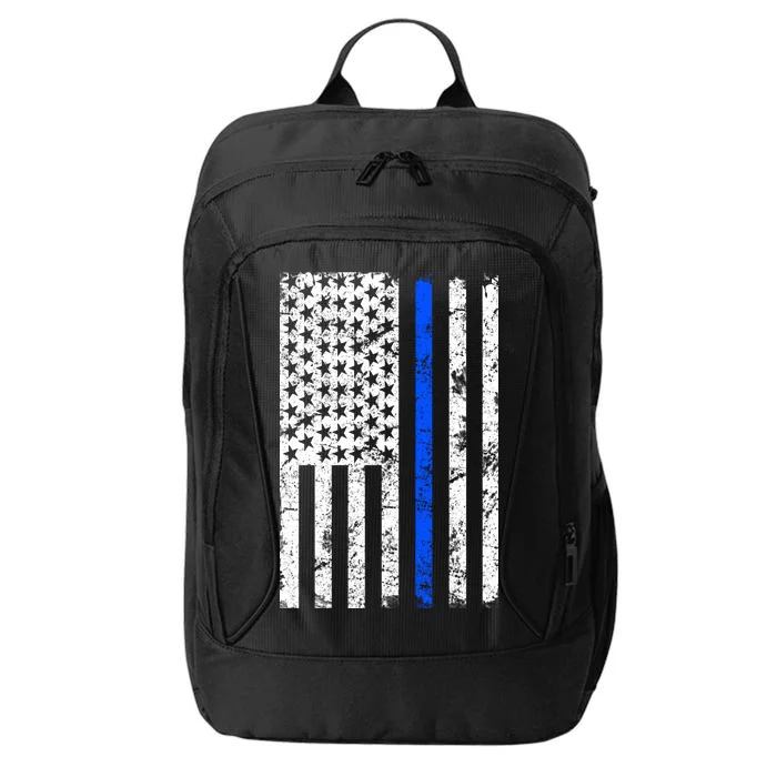 Support Police Blue Thin Line American Flag City Backpack