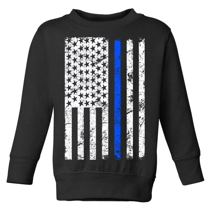 Support Police Blue Thin Line American Flag Toddler Sweatshirt