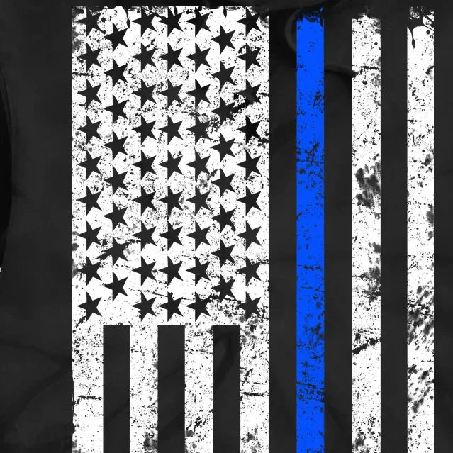 Support Police Blue Thin Line American Flag Tie Dye Hoodie