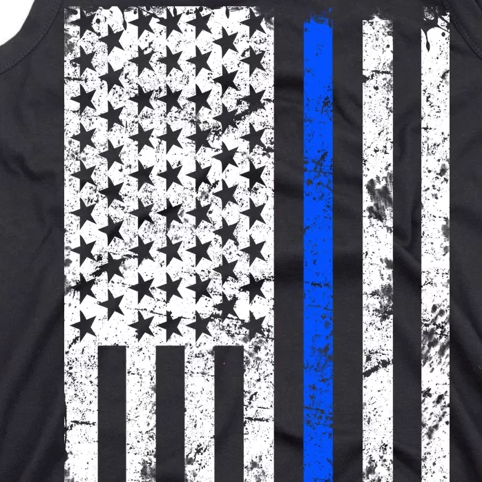 Support Police Blue Thin Line American Flag Tank Top